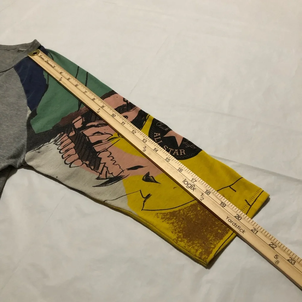 Converse Women’s Graphic Print 3/4 Sleeve Raglan Baseball Grey T-shirt XL - Picture 8 of 11